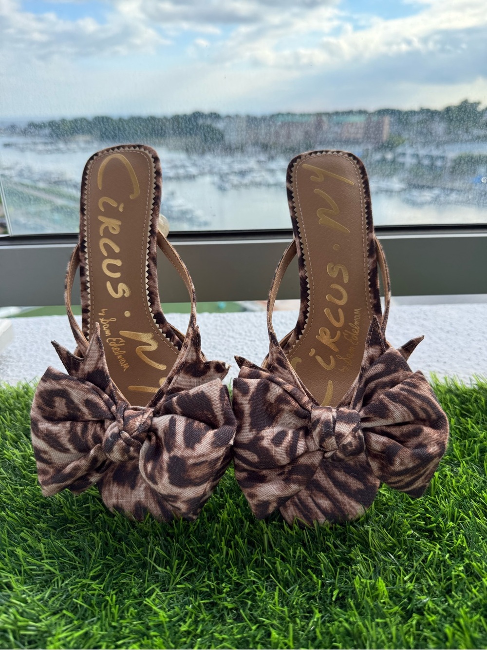 Circus by Sam Edelman Leopard Bow Slide Mules in Brown